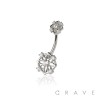 316L SURGICAL STEEL MULTI CZ FLOWER ROUND CZ DANGLE CZ BELLY BUTTON NAVEL RING 